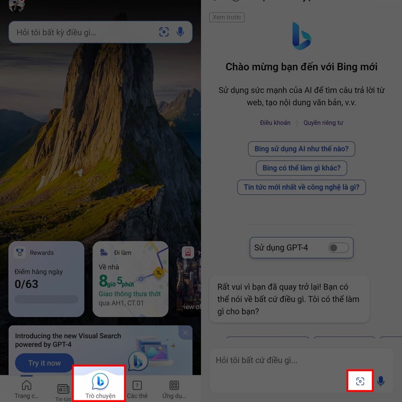 Cách chat bằng ảnh trên Bing AI bằng điện thoại Cách chat bằng ảnh trên Bing AI bằng điện thoại