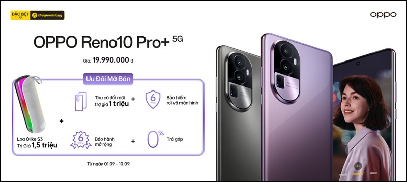 Reno10 Pro+ 5G đang mở bán tại Thế Giới Di Dộng với nhiều ưu đãi hấp dẫn Reno10 Pro+ 5G đang mở bán tại Thế Giới Di Dộng với nhiều ưu đãi hấp dẫn