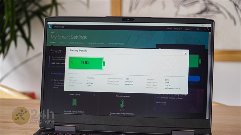 Lenovo LOQ 15IRH8 có khả năng kiểm soát điện năng rất tốt