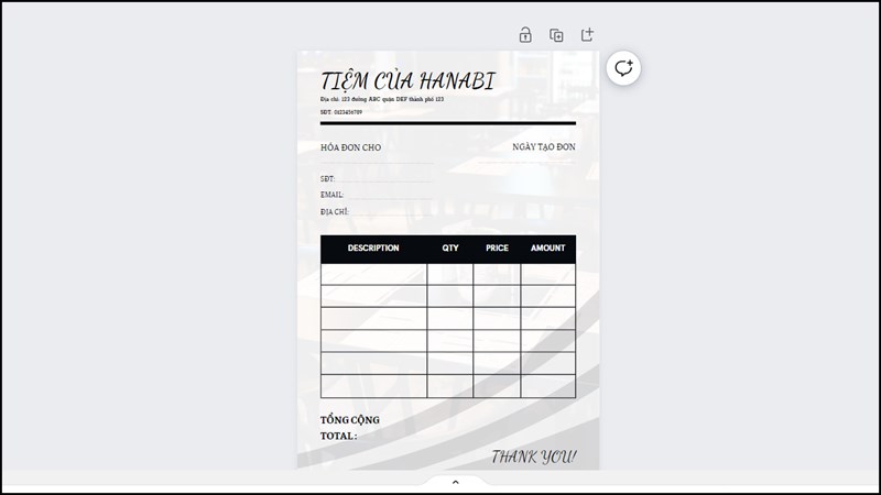 Cách làm phiếu hóa đơn trên Canva