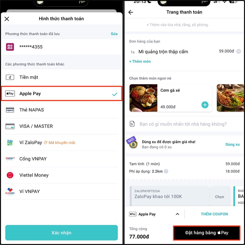 Cách thanh toán đơn hàng BAEMIN bằng Apple Pay Cách thanh toán đơn hàng BAEMIN bằng Apple Pay