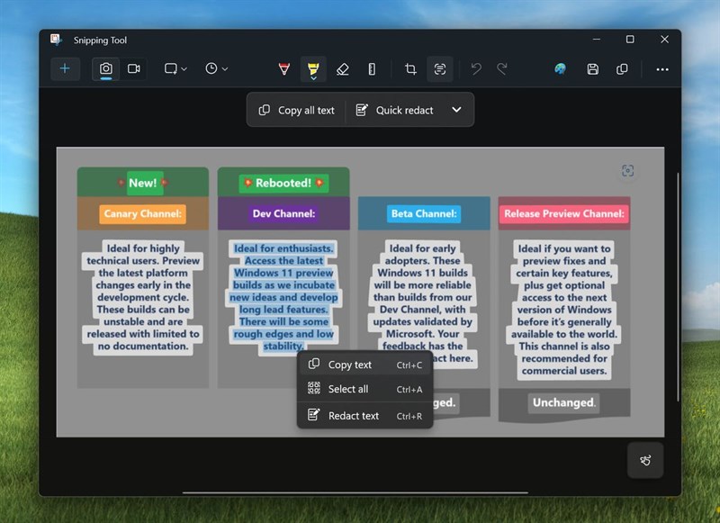 Snipping Tool trên Windows 11 đã có thể sao chép văn bản từ ảnh chụp màn hình