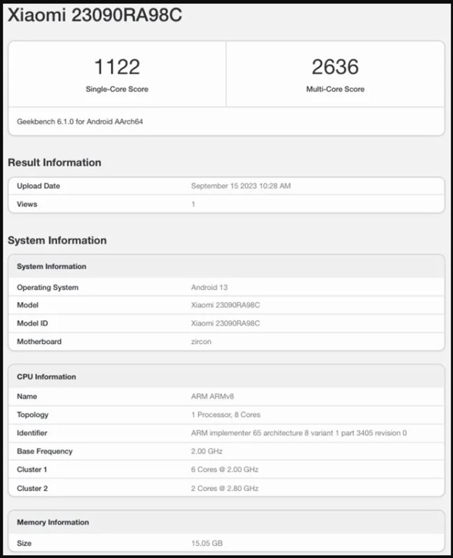 Điểm số Geekbench bị rò rỉ của Redmi Note 13 Pro+