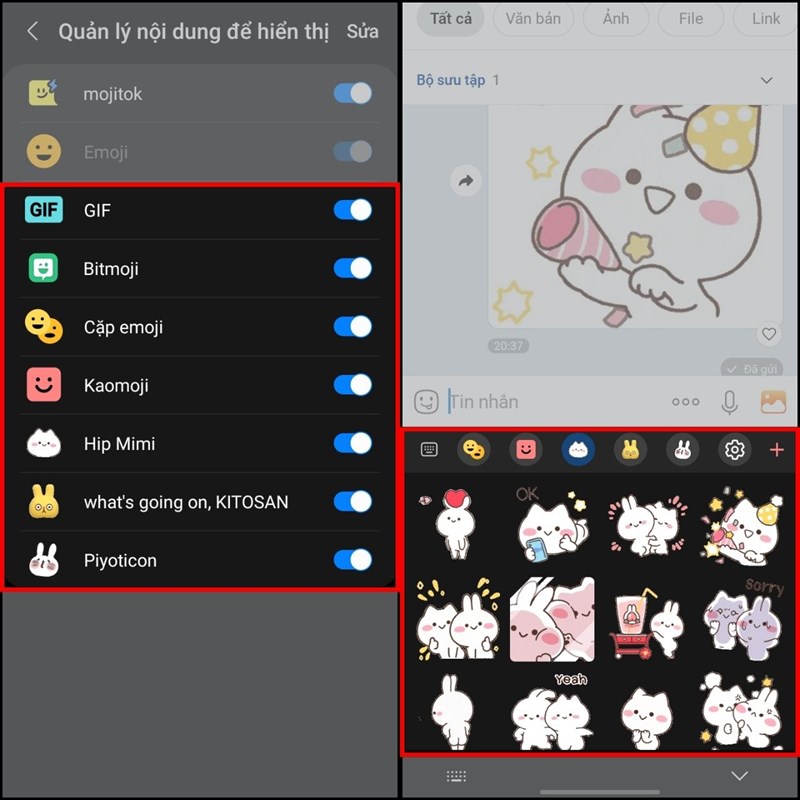 Cách bật gift emoji trên Android