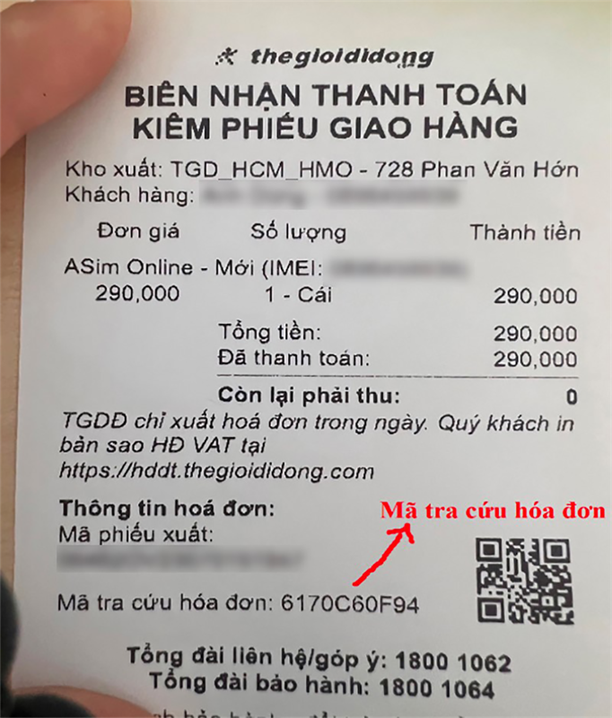 Mã tra cứu hóa đơn