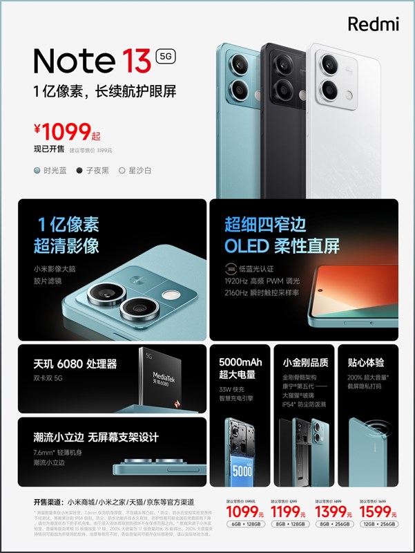 Cấu hình và giá bán của Redmi Note 13 5G tại Trung Quốc Cấu hình và giá bán của Redmi Note 13 5G tại Trung Quốc
