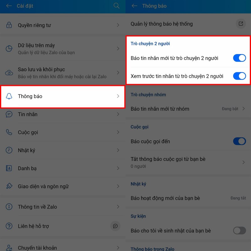 Zalo không hiện tin nhắn trong thông báo Zalo không hiện tin nhắn trong thông báo