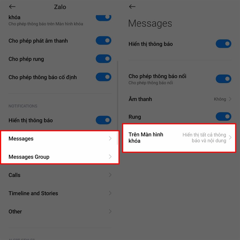 Zalo không hiện tin nhắn trong thông báo Zalo không hiện tin nhắn trong thông báo
