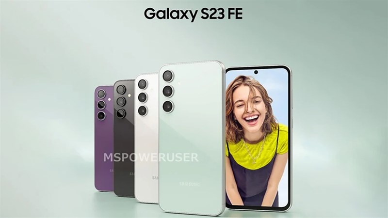 Rò rỉ trước đó cho biết Galaxy S23 FE sẽ có 4 tuỳ chọn màu bao gồm Than chì, Bạc hà, Tím / Lilac và Trắng