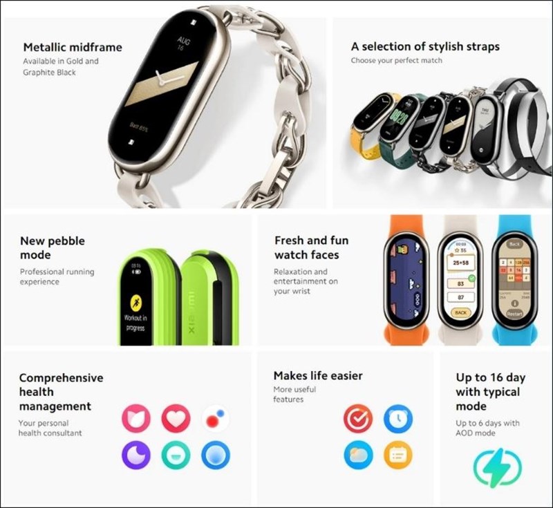 Xiaomi Smart Band 8 có nhiều chế độ theo dõi để phục vụ nhiều nhu cầu Xiaomi Smart Band 8 có nhiều chế độ theo dõi để phục vụ nhiều nhu cầu