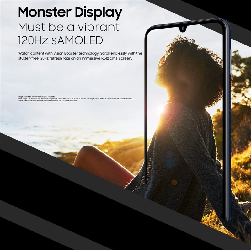 Galaxy M34 5G sở hữu màn hình Super AMOLED Full HD+ mang lại độ sắc nét cao cùng màu sắc rực rỡ