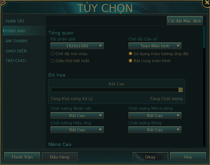 Thiết lập đồ họa game Liên Minh Huyền Thoại trên MSI Bravo B7ED Thiết lập đồ họa game Liên Minh Huyền Thoại trên MSI Bravo B7ED