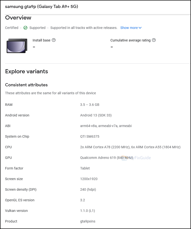 Galaxy Tab A9 Plus xuất hiện trên Google Play Console