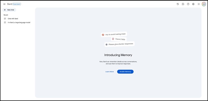 Các đề xuất ghi nhớ của Google trên chatbot Bard Các đề xuất ghi nhớ của Google trên chatbot Bard