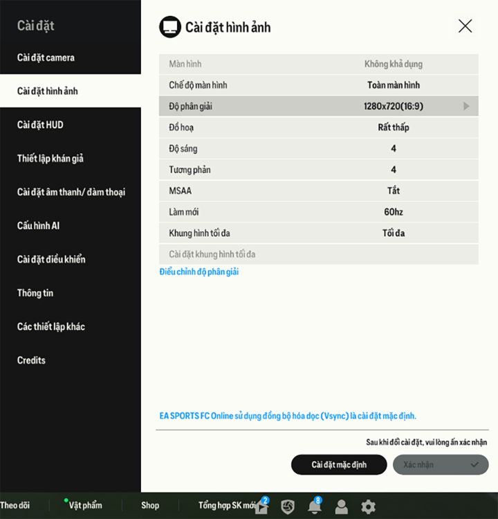 Thiết lập cấu hình tựa game FIFA Online 4 trên Acer Aspire Vero AV15 51. Thiết lập cấu hình tựa game FIFA Online 4 trên Acer Aspire Vero AV15 51.