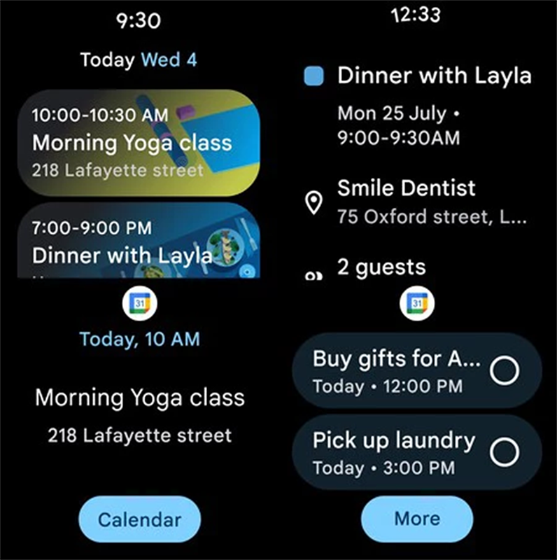 Các tính năng của Google Calendar có mặt trên Wear OS Các tính năng của Google Calendar có mặt trên Wear OS