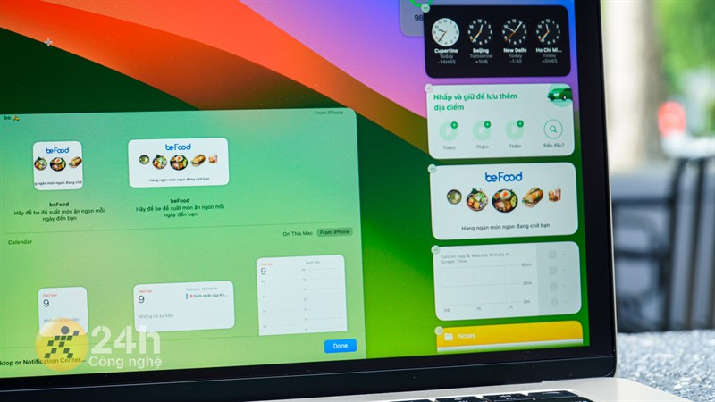 Mình có thể thêm các Widget từ ứng dụng trên iPhone vào màn hình Desktop của máy Mac rất tiện lợi.