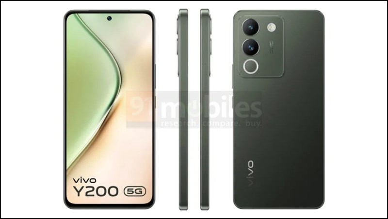 Ảnh render của Vivo Y200 5G phiên bản màu Jungle Green Ảnh render của Vivo Y200 5G phiên bản màu Jungle Green