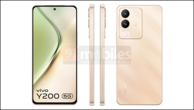 Ảnh render của Vivo Y200 5G phiên bản màu Desert Gold Ảnh render của Vivo Y200 5G phiên bản màu Desert Gold