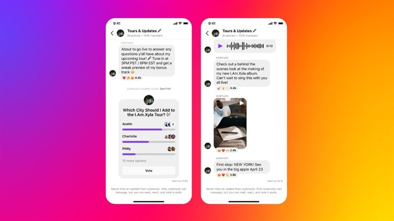 Tính năng Kênh thông báo quen thuộc của Instagram nay đã có mặt trên Facebook và Messenger