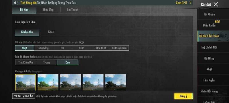 Thiết lập đồ họa của game PUBG Mobile trên Redmi Note 12 Thiết lập đồ họa của game PUBG Mobile trên Redmi Note 12