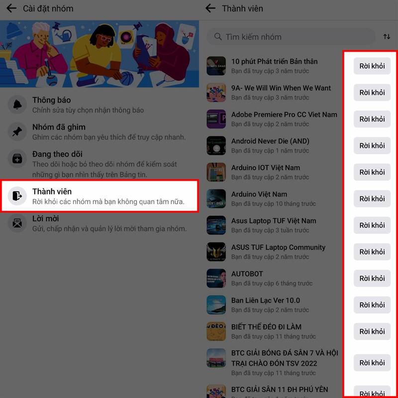 Cách rời nhiều nhóm trên Facebook