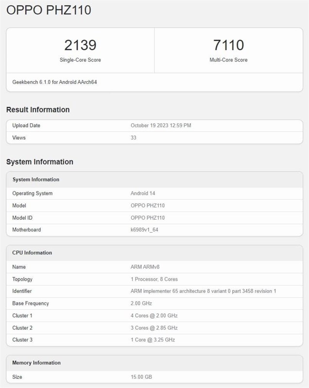 OPPO Find X7 trên Geekbench OPPO Find X7 trên Geekbench