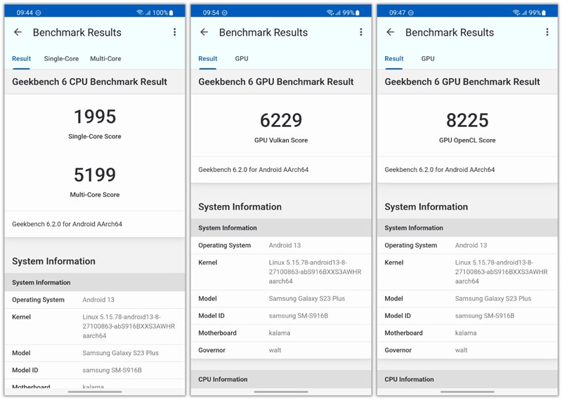 Điểm GeekBench 6 của Galaxy S23+.