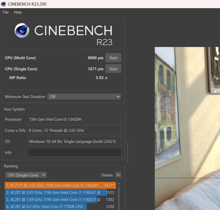 Điểm Cinebench R23 trên Acer Aspire 5 Gaming A515.