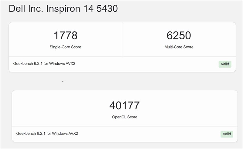 Điểm Geekbench 6 của Dell Inspiron 14 5430