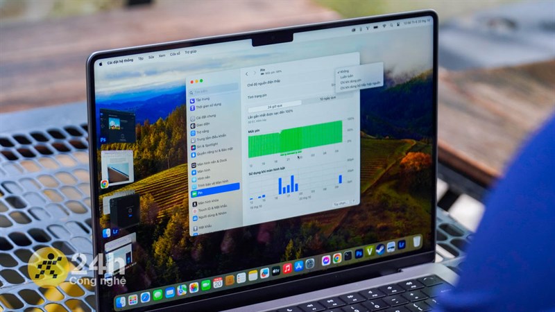 Thời lượng sử dụng pin của MacBook Pro 14 M2 Pro đáp ứng tốt mọi nhu cấu sử dụng lâu dài của mình