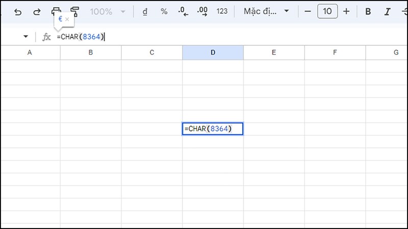 Cách chèn biểu tượng Euro trong Google Sheets