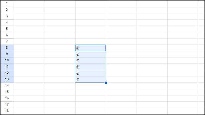 Cách chèn biểu tượng Euro trong Google Sheets