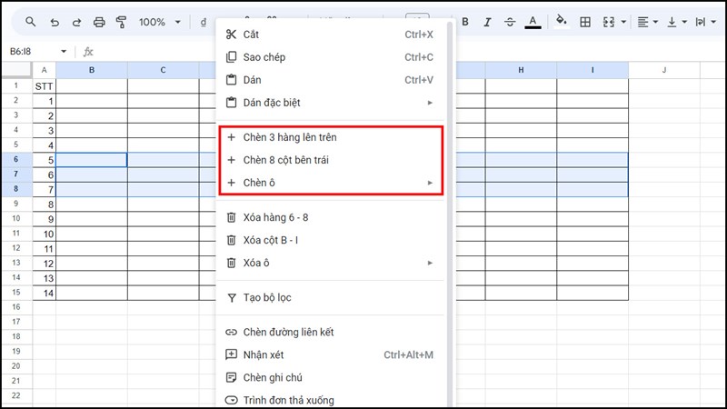 4 cách chèn nhiều dòng trong Google Sheets