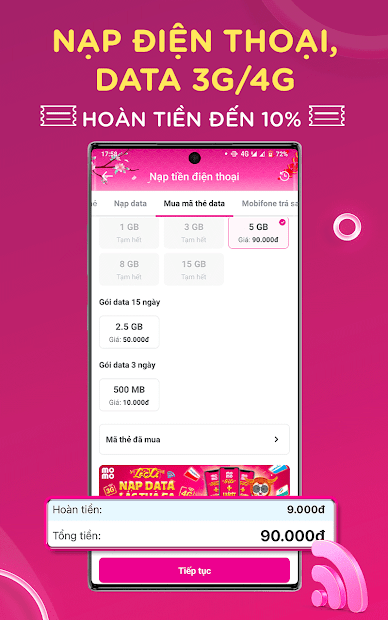 Screenshots Ví điện tử MoMo: nạp tiền & thanh toán tiện lợi tại Việt Nam