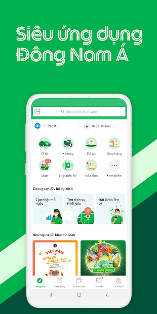 Screenshots Grab - Ứng dụng đặt xe công nghệ
