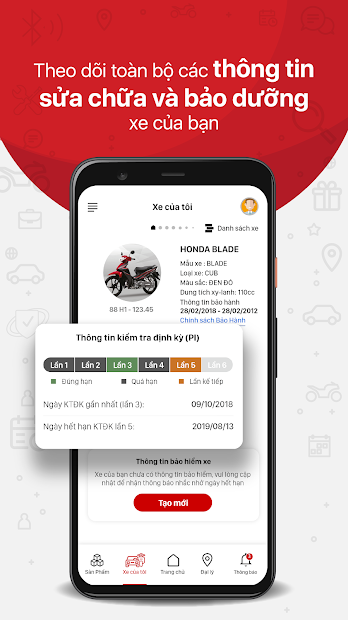 Screenshots Ứng dụng bảo trì xe My Honda+
