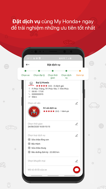 Screenshots Ứng dụng bảo trì xe My Honda+