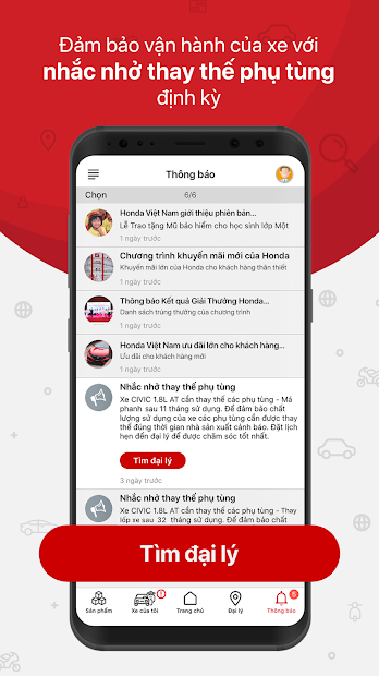 Screenshots Ứng dụng bảo trì xe My Honda+