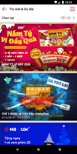 Screenshots CGV Cinemas - Ứng dụng đặt vé xem phim của CGV