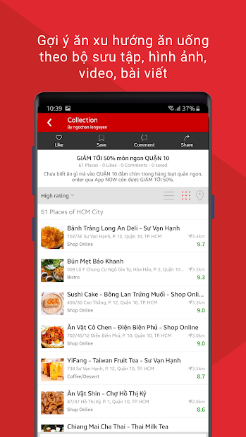 Screenshots Foody - Ứng dụng tìm, đặt thức ăn hiệu quả và nhanh chóng