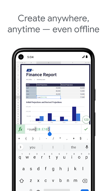 Screenshots Google Sheet - Ứng dụng trang tính của google