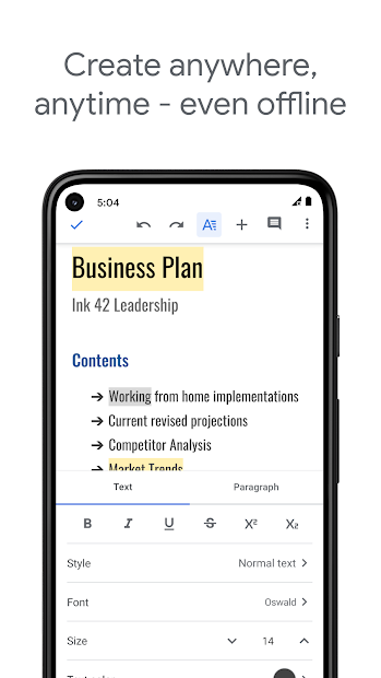 Screenshots Google Tài liệu (Google Docs) - tạo và chỉnh sửa tài liệu trực tuyến, miễn phí
