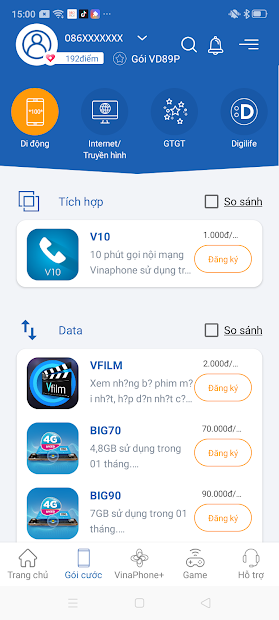 Screenshots My VNPT: Quản lý dịch vụ di động, cáp quang, truyền hình