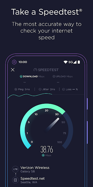 Screenshots Speedtest by Ookla: Kiểm tra tốc độ mạng