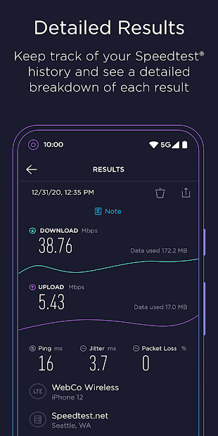 Screenshots Speedtest by Ookla: Kiểm tra tốc độ mạng