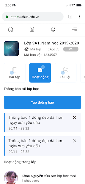 Screenshots SHub Classroom: Tạo bài tập và chấm điểm online cho học sinh