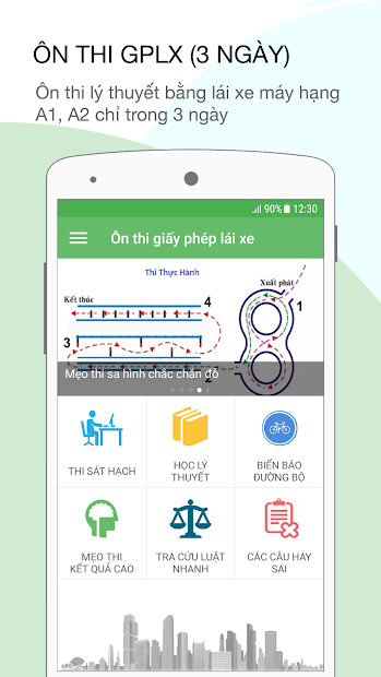 Screenshots Học bằng lái xe máy A1,A2