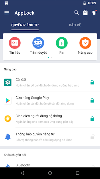 Screenshots AppLock - Đặt mật khẩu khóa ứng dụng trên điện thoại Android