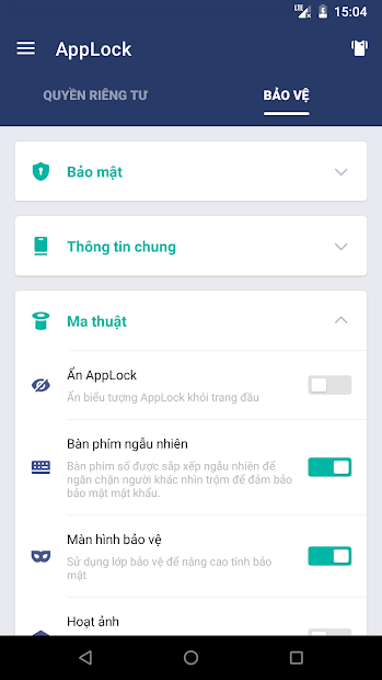 Screenshots AppLock - Đặt mật khẩu khóa ứng dụng trên điện thoại Android